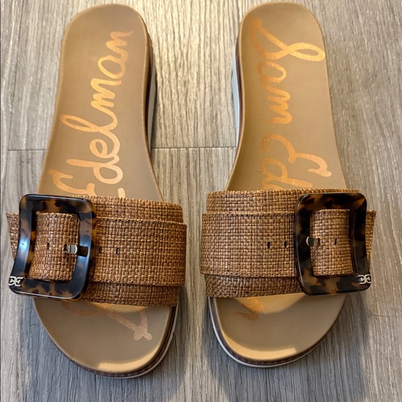Sam Edelman Brown Slide Sandals with Tortoise Buckle Size 8.5 - Picture 4 of 13